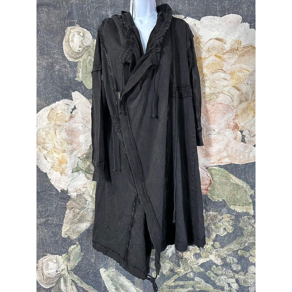 NEW Free People Black Zipper Long Jacket Hoodie Top Pullover Oversized Size XS